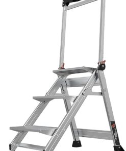 Little Giant Jumbo Step 3 Step Stool Aluminum 375 lb Capacity with Handrail and Tool Tray