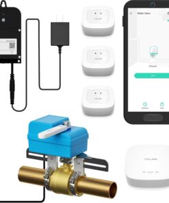 YoLink Automatic Water Leak Detection and Shut Off Kit with Valve Operator and Sensors