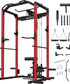 Mikolo F4 2.0 Power Cage with Dual Track Pulley System 1200 lb Rack with Leg Hold Down