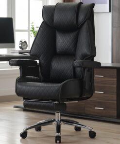 EXCEBET Big and Tall Office Chair 400lb PU Leather High Back with Footrest