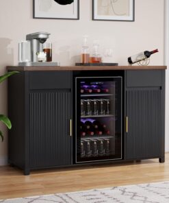 GDLF Coffee Bar Cabinet with Fridge Space Wine Storage and Sideboard Table 53.2 in
