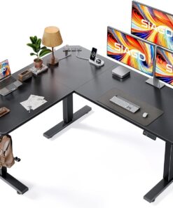 SIAGO L Shaped Standing Desk 63x55 in Adjustable Corner Desk with Charging Station