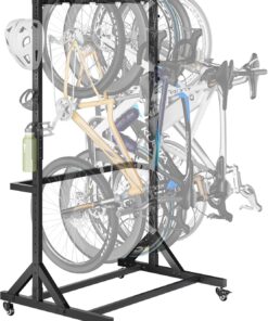 monTEK Freestanding Bike Storage Rack for 5 Bikes Heavy Duty with Helmet Hooks